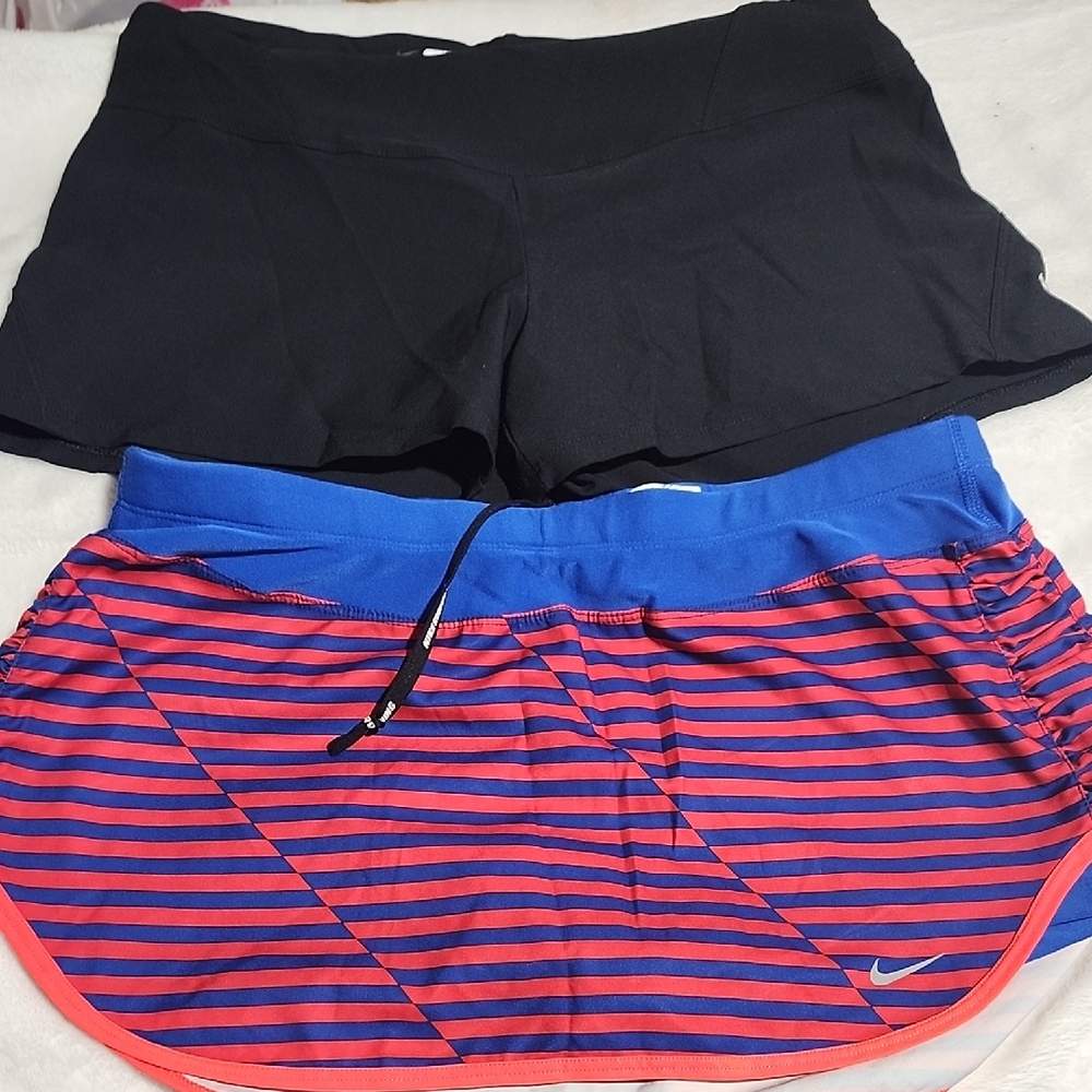 Nike Black and Blue-Red Striped Shorts Set